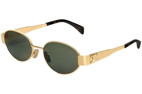 Celine CL40235U 54 Green & Gold Shiny Sunglasses .